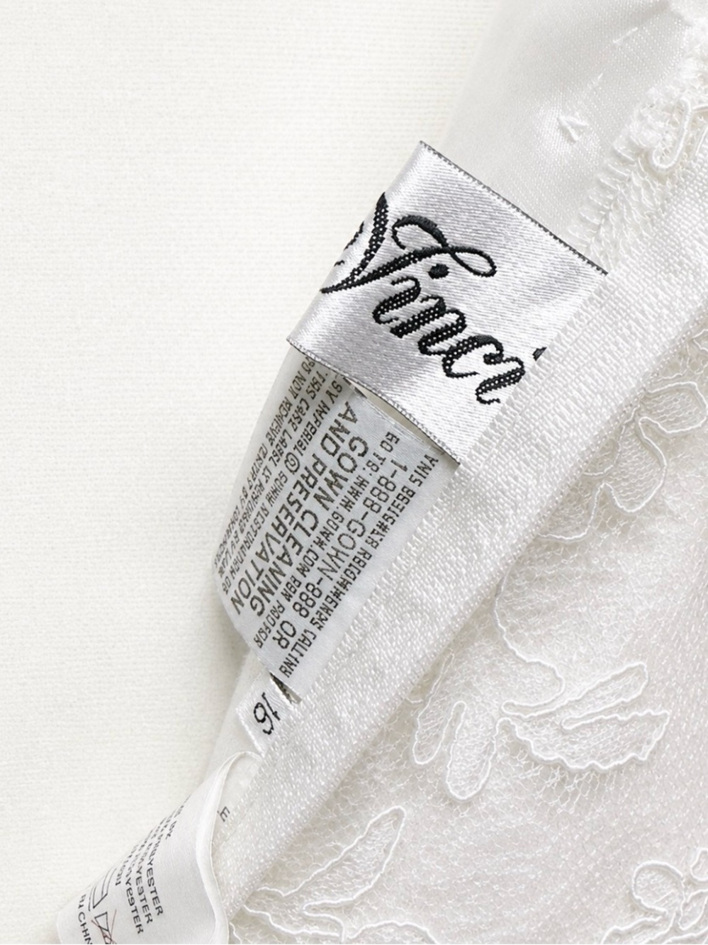 Elegant DaVinci Ivory Lace Bridal Gown with Three-Quarter Sleeves - Picture 12 of 12